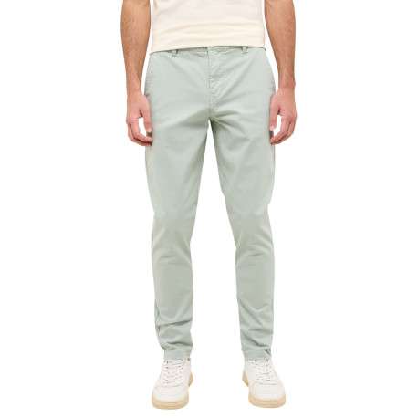 Chino en coton vert clair uni avec une coupe slim et des passants à la taille - Image 3