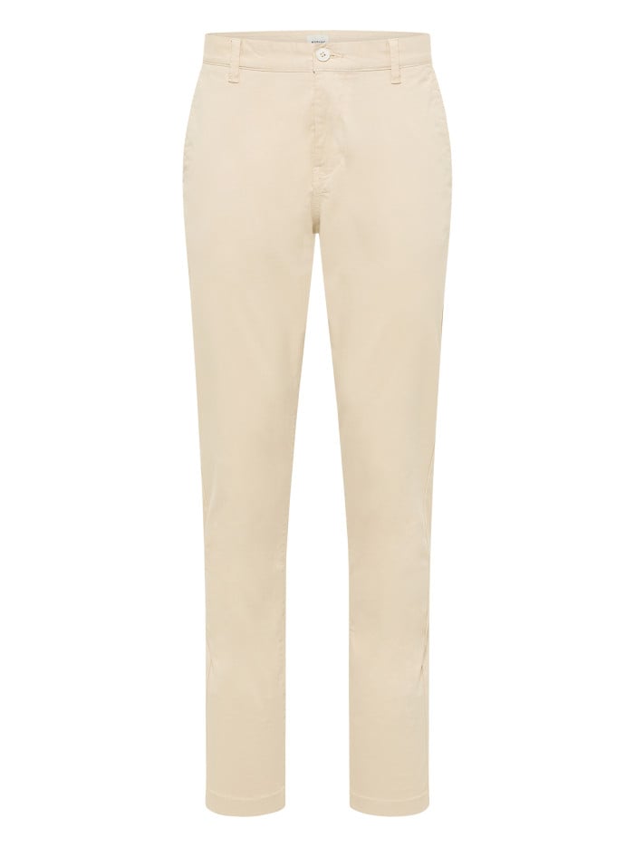 Chino en coton beige uni...