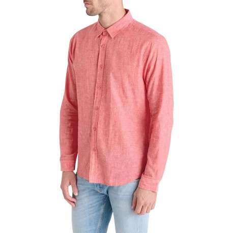 Chemise en lin et coton rouge unie avec une coupe regular fit - Image 3