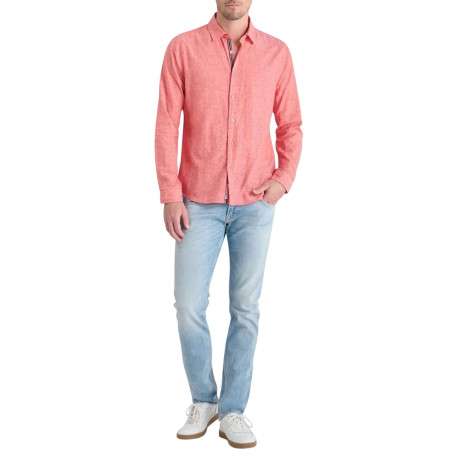 Chemise en lin et coton rouge unie avec une coupe regular fit - Image 4