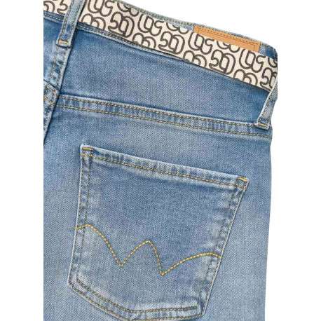 Short 5 poches en coton stone uni à coupe droite avec un patch d'authenticité - Image 4