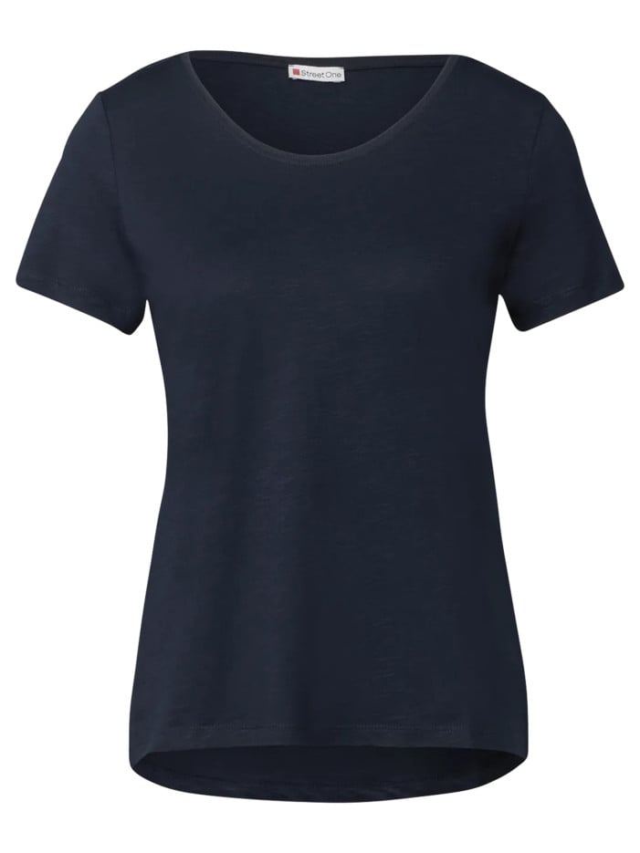 T-shirt bleu marine uni...