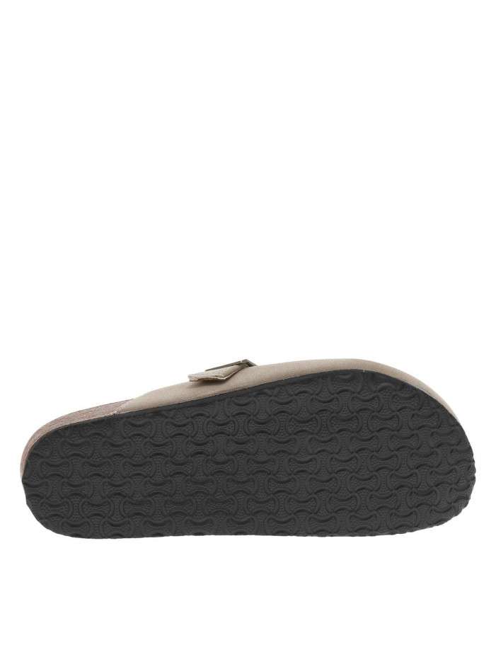 CHATTAWAK Mules Taupe Femme Avec Boucles à Ardillon Et Semelle Plate En Liège - Confort Quotidien Et Style Décontracté
