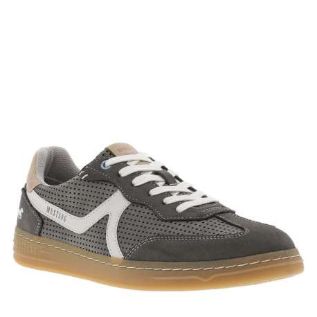 Tennis grises anthracite à petits trous avec de lacets plats blancs - Image 3
