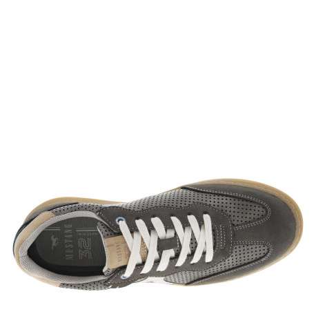 Tennis grises anthracite à petits trous avec de lacets plats blancs - Image 4