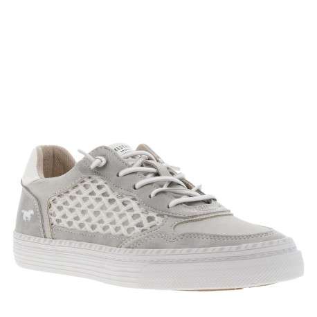 Tennis grises claires avec les côtés en crochet et à lacets ronds élastiqués - Image 3