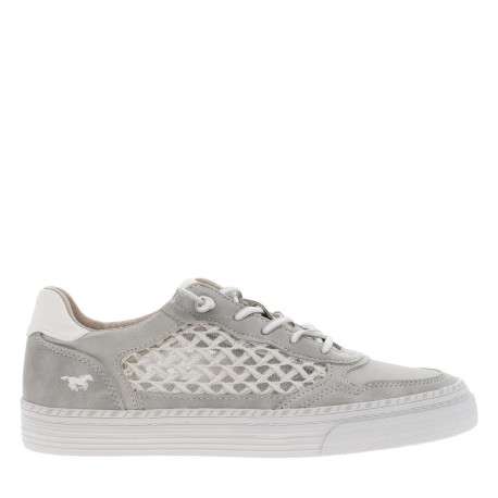 Tennis grises claires avec les côtés en crochet et à lacets ronds élastiqués - Image 2