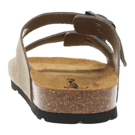 Mules en cuir taupe à sangles à boucle à ardillon et à semelle plate - Image 6