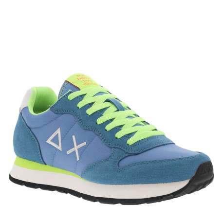 Baskets running bleues et jaunes fluorescentes à semelle plate blanche - Image 3