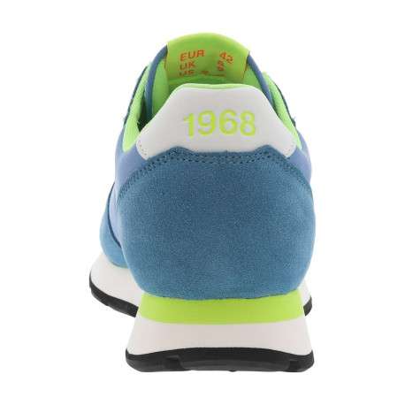 Baskets running bleues et jaunes fluorescentes à semelle plate blanche - Image 6