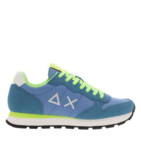 Baskets running bleues et jaunes fluorescentes à semelle plate blanche - Image 2