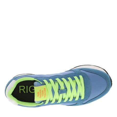Baskets running bleues et jaunes fluorescentes à semelle plate blanche - Image 4