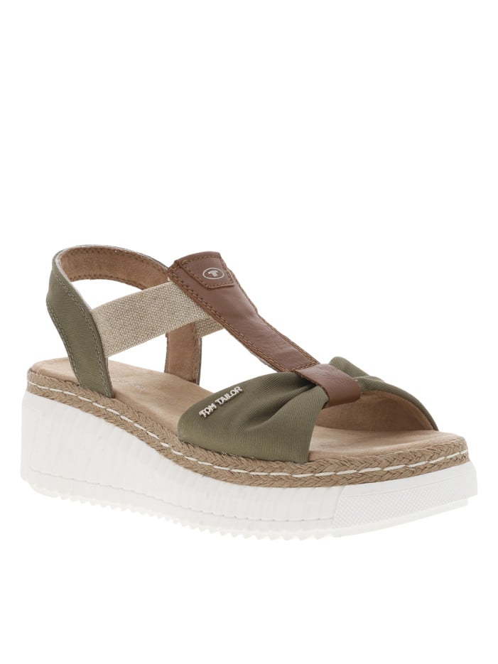 Sandales en tissu kakis et...