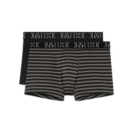 Lot de 2 boxers classiques en coton noirs à rayures avec le nom de la marque