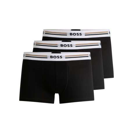 Lot de 3 Boxers classique noires unis avec taille élastique