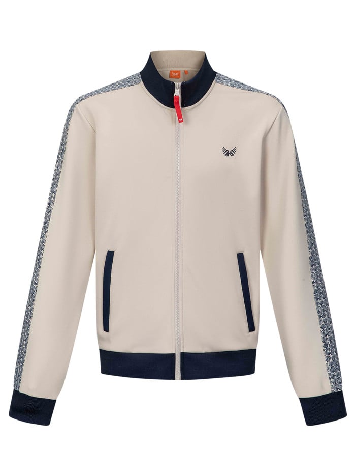 Gilet zippé écru à imprimé...
