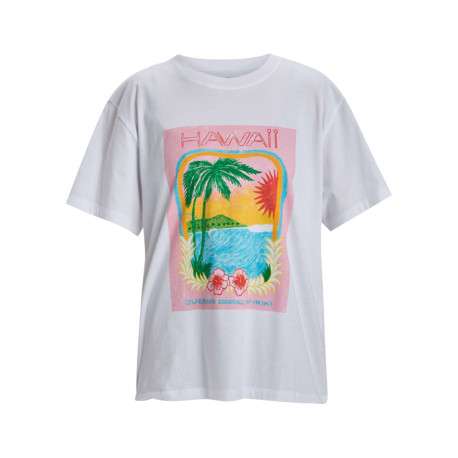 T-shirt en coton blanc avec un imprimé une coupe droite et un col rond