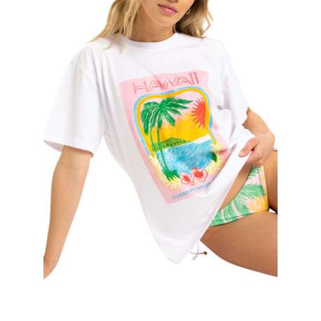 T-shirt en coton blanc avec un imprimé une coupe droite et un col rond - Image 3