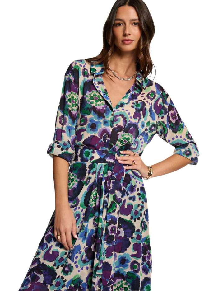 Chemisier En Voile Violet Camaïeu - Taille 42-44 - Occasion En Très Bon état Pour Soirée