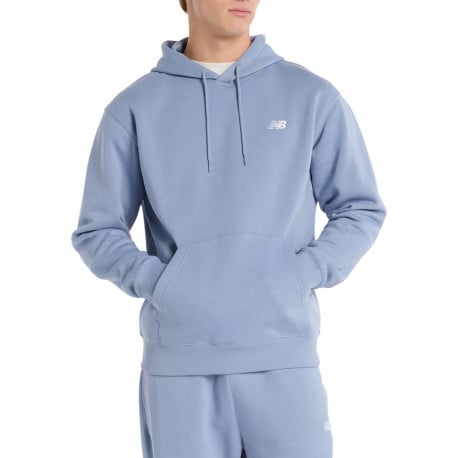 Sweat manches longues bleu uni à coupe droite avec un col à capuche