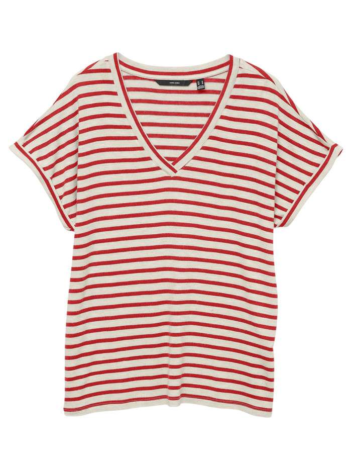 T-shirt blanc rayé avec une...