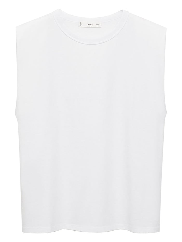 T-shirt en coton blanc uni...