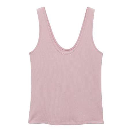 Débardeur en coton rose uni avec une coupe droite et un col v