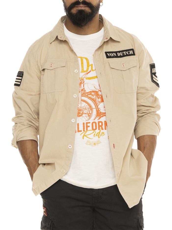 Chemise en coton beige avec...