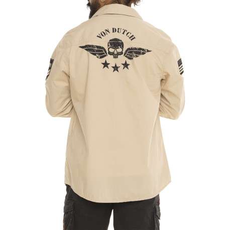 Chemise en coton beige avec un imprimé une coupe droite et un col à revers - Image 2