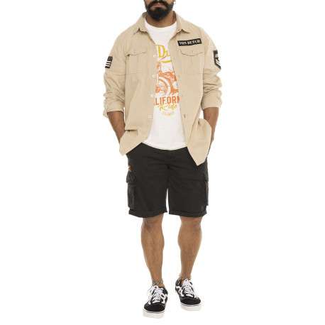 Chemise en coton beige avec un imprimé une coupe droite et un col à revers - Image 5