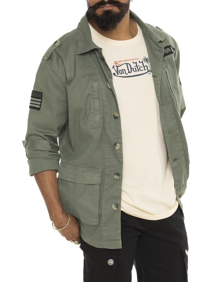 Surchemise en coton kaki...