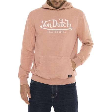 Sweat rose avec un imprimé une coupe droite et un col à capuche