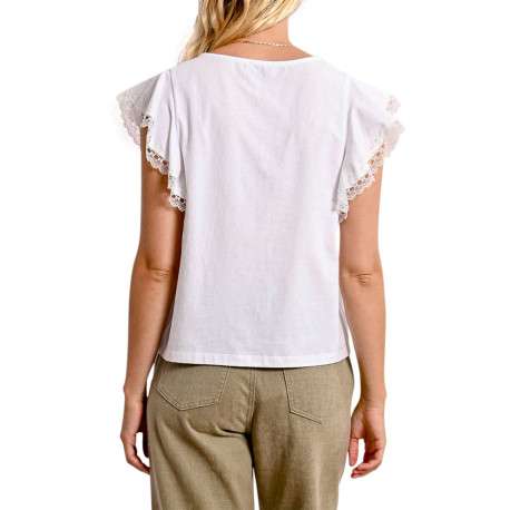 T-shirt en coton blanc uni avec une coupe droite et un col rond - Image 9