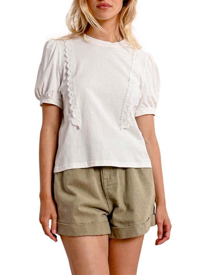 T-shirt en coton blanc uni...