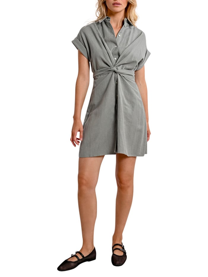 Robe courte kaki unie avec...