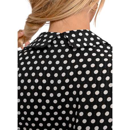 Combishort noir à pois avec une coupe droite et un col v à revers - Image 8