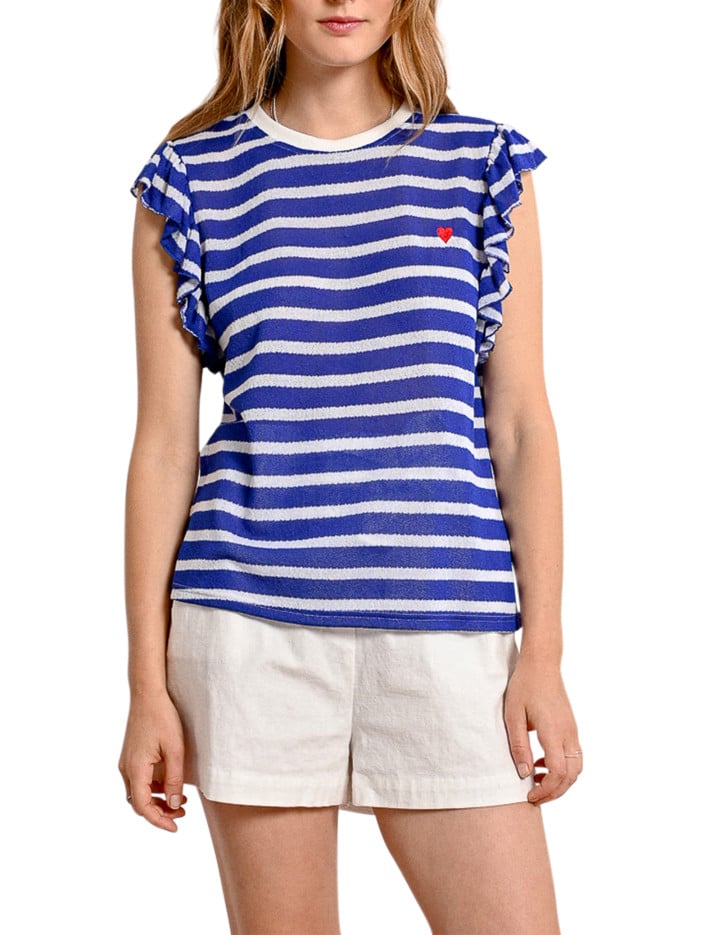 T-shirt marine rayé avec...