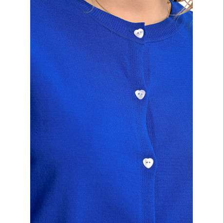 Gilet bleu uni avec une coupe droite un col rond et des manches longues - Image 7