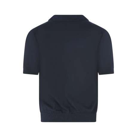 Polo marine en maille piquée avec une coupe droite et un col à revers - Image 2