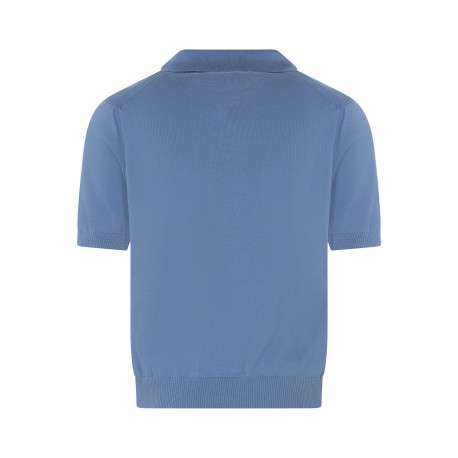Polo manches courtes bleu en maille piquée à coupe droite avec un col à revers - Image 2
