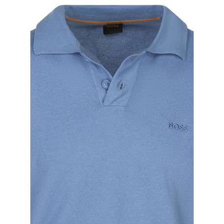 Polo manches courtes bleu en maille piquée à coupe droite avec un col à revers - Image 3