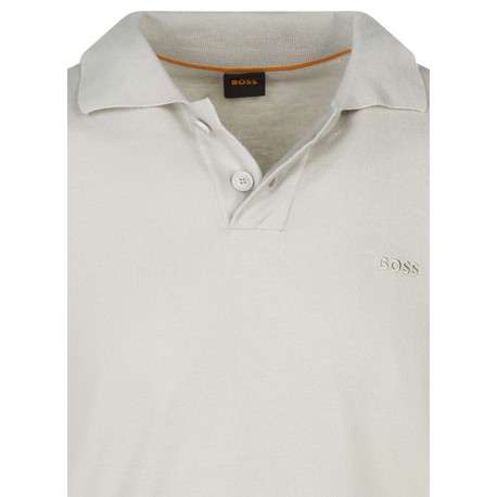 Polo beige en maille piquée à coupe droite avec un col à revers - Image 3