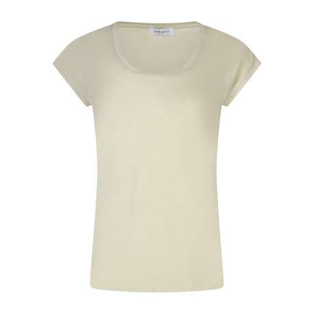 T-shirt écru uni avec une coupe droite un col rond et des manches courtes