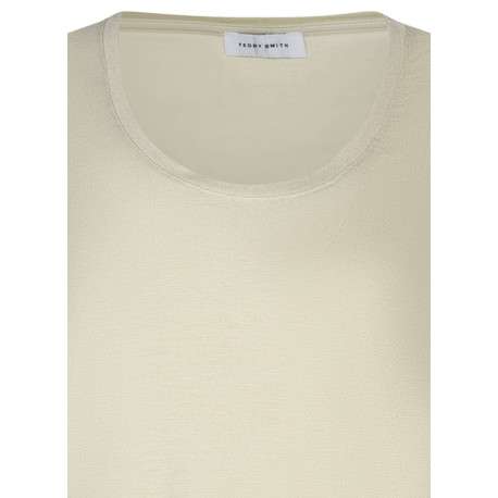 T-shirt écru uni avec une coupe droite un col rond et des manches courtes - Image 3