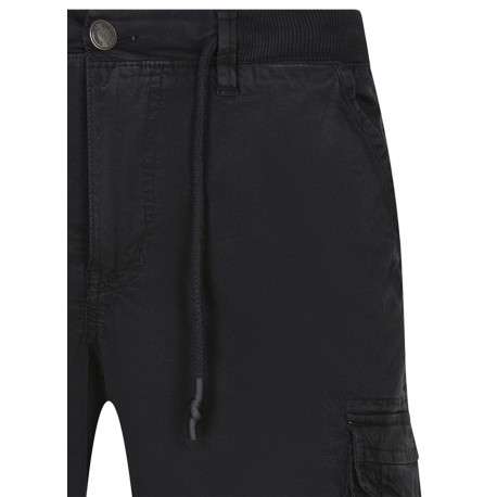 Short cargo en coton noir uni avec une coupe droite et avec des patchs - Image 3