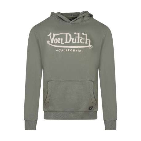 Sweat manches longues kaki uni avec une coupe droite et un col à capuche