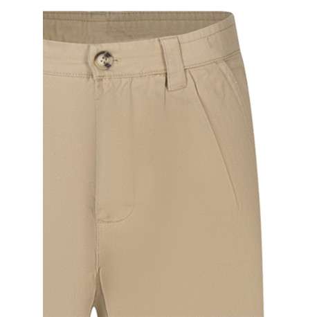 Pantalon chino en coton de couleur beige uni avec une coupe droite - Image 3