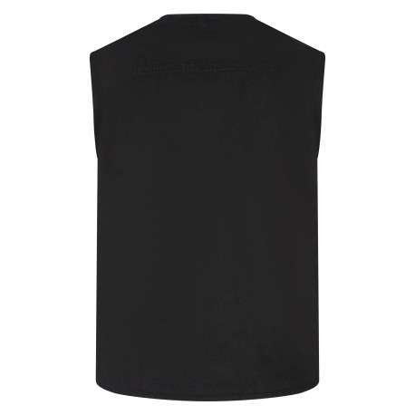 Blouson en coton de couleur noire unie avec une coupe droite et un col v - Image 2