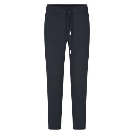 Pantalon chino marine uni avec une coupe slim et un cordon de serrage