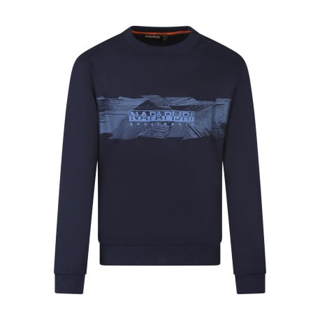 Sweat en coton marine avec un imprimé une coupe droite et un col rond